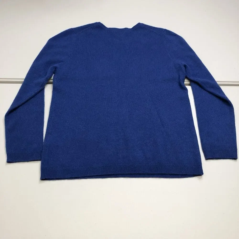 Morgan Taylor Women’s Super Soft 100% Cashmere Blue Crew Neck Sweater Size XL